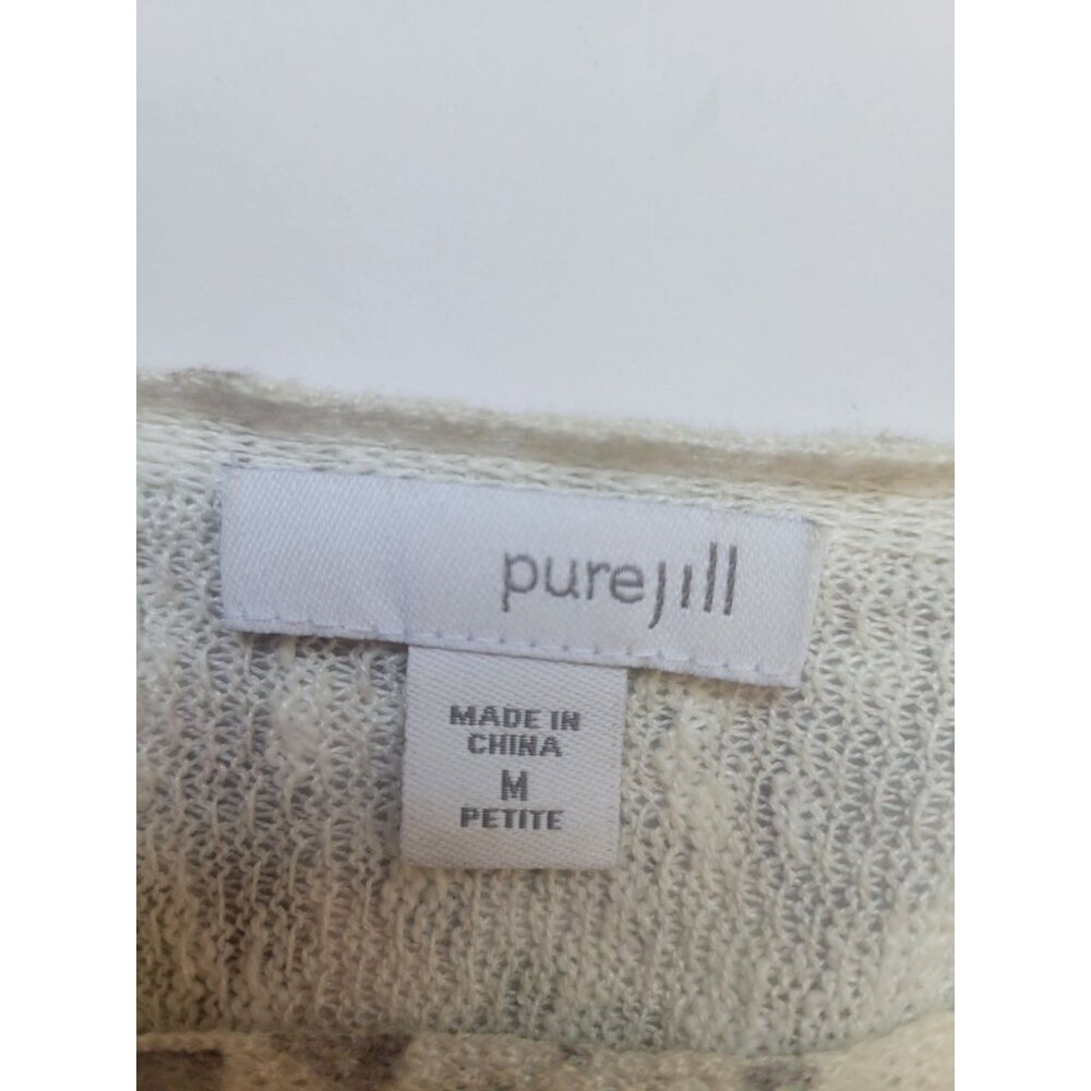 Pure Jill Forest Pattern Linen Blend 3/4 Sleeve Blouse Size M Lagenlook Casual - Picture 7 of 10